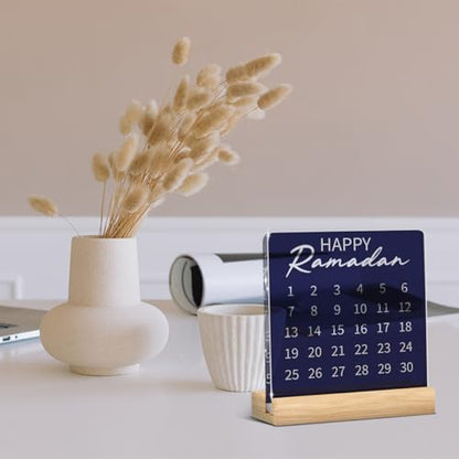 Islamic Ramadan Countdown Decor Ramadan Decorations for Home Table Eid Mubarak Decorations Happy Ramadan Acrylic Sign for Farmhouse Desk - style: Rustic