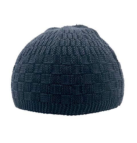 Modefa Checkered Knit Islamic Prayer Cap One-Size Turkish Kufi Hat Taqiya Takke Peci - color: Blue