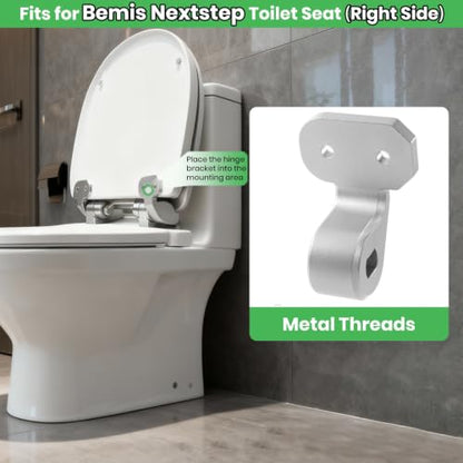 Toilet Seat Hinges Replacement for Bemis Nextstep Toilet Seat, Slow Close Hinge Bracket Silver Aluminum Material（Right Side）