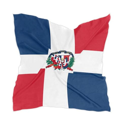 Women's Silk Scarf Square Satin Head Scarves Fashion Neck Scarf Hair Wraps Silk Bandana - color: Dominican Flag