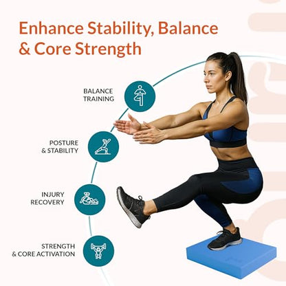 Gurus Balance Pad – High-Density Foam Balance Pad Physical Therapy for Stability & Strength, Exercise Foam Pad for Balancing, Non-Slip Lightweight Trainer for Home Gym & Rehab (Blue) - color: Blue