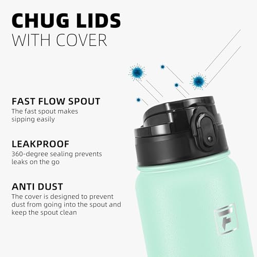 Fanhaw 20 oz Insulated Stainless Steel Water Bottle with Anti-Dust Chug Lid, Leakproof Vacuum Metal Everyday Use Bottle for Kids, Teens & Adults, Back to School Essentials (Green Pink) - color: Green Pink, style: 20 Ounces
