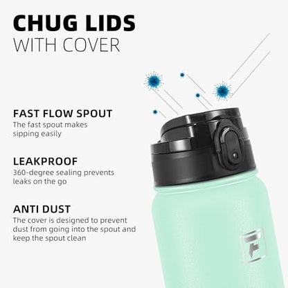 Fanhaw 20 oz Insulated Stainless Steel Water Bottle with Anti-Dust Chug Lid, Leakproof Vacuum Metal Everyday Use Bottle for Kids, Teens & Adults, Back to School Essentials (Green Pink) - color: Green Pink, style: 20 Ounces