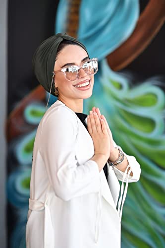 para life Knot Turbans for Women, Breathable Instant Turban|Standard Size Cotton|Pre-tied Scarf, Hijab Cap&Undercap - color: Khaki