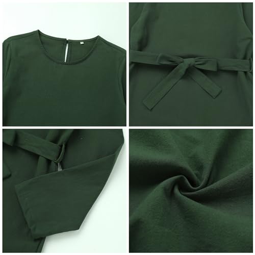 IDOPIP Women's Muslim Abaya Dress 2 Pieces Set Long Sleeve Button Down Shirt and Pants Casual Arabic Islamic Dubai Outfits - color: Green + Belt, size: 4X-Large