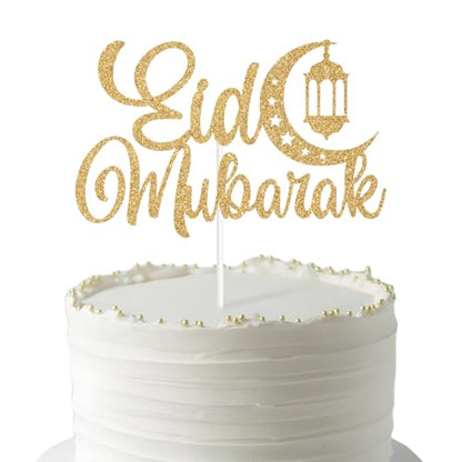 Eid Mubarak Cake Topper, Happy Eid, Muslim Ramadan Kareem, Hajj Mubarak Festival Party Decorations Supplies
