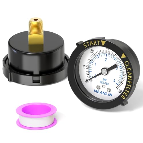 MEANLIN MEASURE 0~60Psi Plastic Frame 1/4" NPT Start and Clean Filter Pressure Gauge, Suitable for Swimming Pool, Spa, Aquarium, Center Back Mount - size: Back Mount / No Adapter
