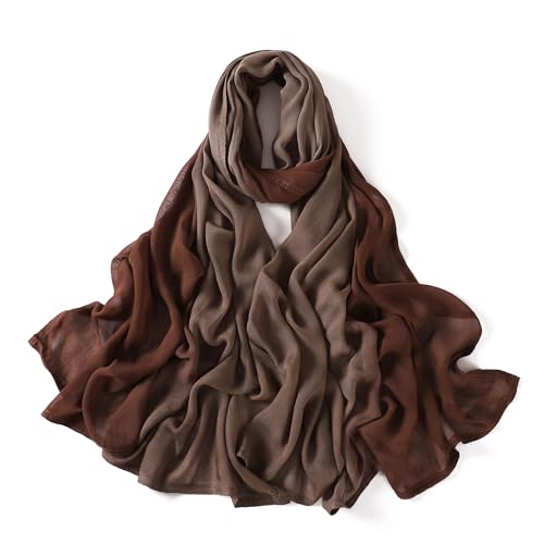 Txmout Ombre Modal Hijab Scarf for Women Muslim, Soft Lightweight Headscarf - color: Deep Brown - Taupe