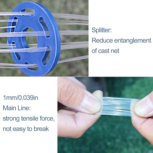 Lawaia Cast Net Cast Nets for Fishing Hand Throw Bait Nets 1/2 inch Mesh Freshwater Saltwater Fish Gear - Ideal for Shrimp, Fish & Fly Fishing with 3FT - 12FT Radius - size: 3FT/0.9m Radius