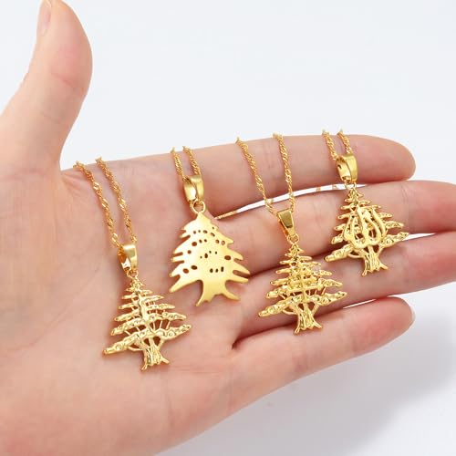 Liban Pendants Necklaces Lebanese Cedar Jewelry Lebanon Map Eastern Rite Church Maronite Cross Allah Symbol - color: Silver Color 4