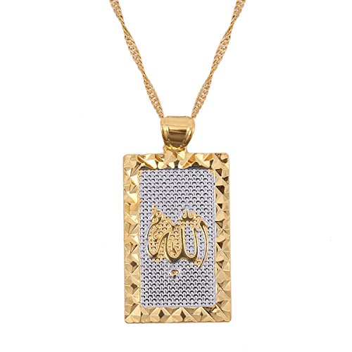 Platinum 24K New Islamic Allah Pendant Charms Choker Necklace Religious Muslim Jewelry - style: Platinum Gold Pendant