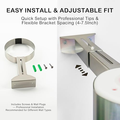 Adjustable Stainless Steel Wall Bracket for Aquarium/Bubble Tube Lamps - 15cm Dia Dual-Rail Holder (10-19cm) Child-Safe Anti-Slip Base for Sensory Rooms, Schools, Daycare
