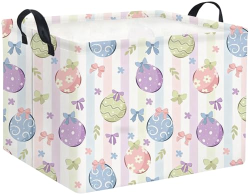 Rectangular Easter Basket Fabric Storage Bin Boxes Collapsible Baby Girl Basket for Clothes Books Shelves Basket(Bowknot Egg) - color: Bowknot Egg
