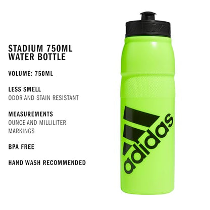 adidas 750 ML (28 oz) Stadium Refillable Plastic Sport Water Bottle - color: Signal Green/Black