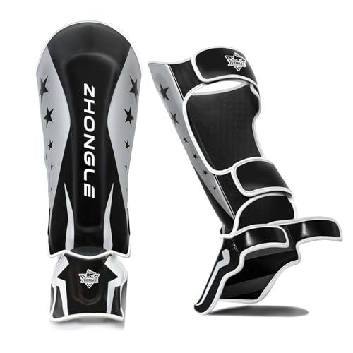 Pro MMA Shin Guards 12mm High-Density Foam, Adjustable Strap & Full Instep Protection for Muay Thai/Kickboxing - size: Large
