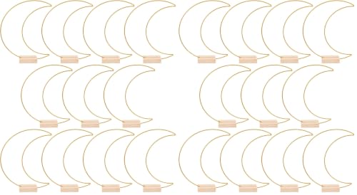 Kichvoe Metal Floral Hoops: Moon Table Decoration Set with Wooden Stands 10.23X7.87 Inches Wedding Centerpiece for DIY Reception Party and Celestial Theme Events (Pack of 2) - size: 26x20cm (Pack of 2)