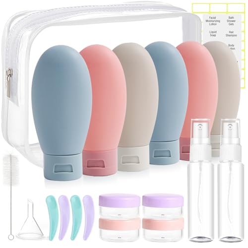 DEWSENSI 20 Pack Travel Bottles for Toiletries, Travel Size Containers Kit - color: Multicolor A