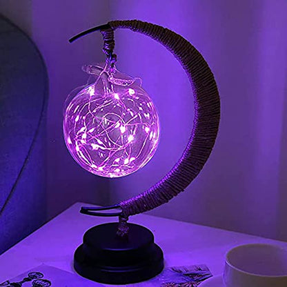 LED Decorative lamp Table lamp 3D Magic Moonlight Wrought Iron Night Light Christmas Home Decoration Birthday Gift USB Power Supply 5.5 * 5.1 * 11 inches （A Purple） - style: A Purple