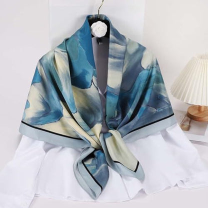 XL 43 Inch Extra Large Square Scarf Fashion Scarves Silk Feeling Hair Scarf Wrapping Scarfs Night Sleeping Headscarf - color: Ba104