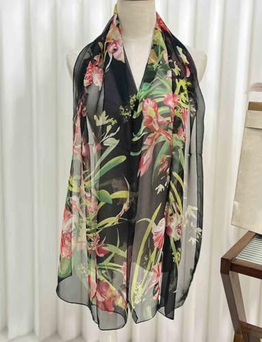 Xyueanlo Fashion Scarves for Women Lightweight Elegant Scarf Sunscreen Wraps Shawls - color: Orchid Black