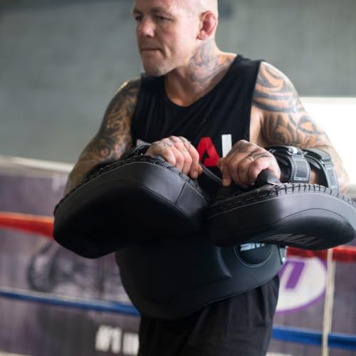 SMAI Elite85 Muay Thai Pads (Pair) - Leather Kickboxing, MMA, Karate and Martial Arts Strike Shield, Punch and Kick Protection Training Gear - Made for Men, Women and Youth