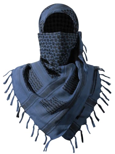 FREE SOLDIER Scarf Military Shemagh Tactical Desert Keffiyeh Head Neck Scarf Arab Wrap with Tassel for Men Women - color: Blue