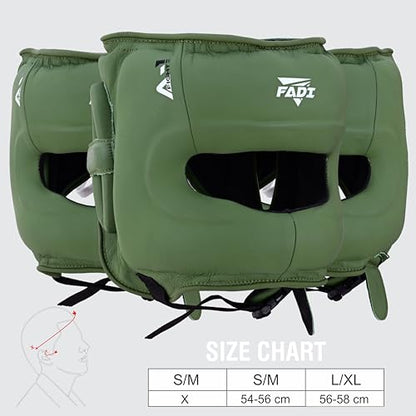 A1 Boxing Sparring Headgear – Face Saver Head Guard with Nose Protection, Cowhide Leather Boxing Headgear for MMA, Muay Thai & Kickboxing Training - color: Green, size: Large-X-Large
