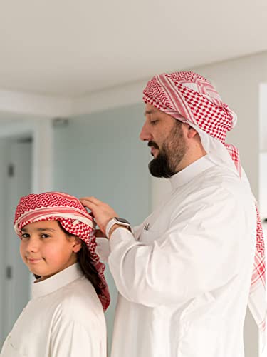 HOMELEX Keffiyeh Arab Head Scarf for Men Sheikh Muslim Turban Saudi Dubai Headwear - color: Red