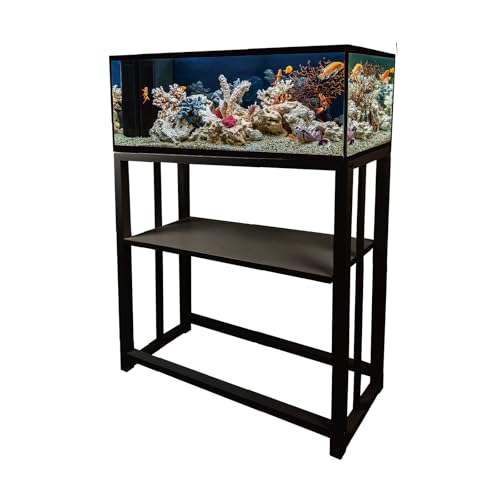 Fish Tank Stand,10 Gallon Heavy Duty Metal Aquarium Stands, Reptile Tank, Turtle Tank, Breeder Tank Stand, 220LBS Capacity Terrarium Stand Rack with 2-Tier Storage Shelves (Black, 24.8"x9.2"x30") - color: Black, size: (10 Gallon)24.8"x9.25"