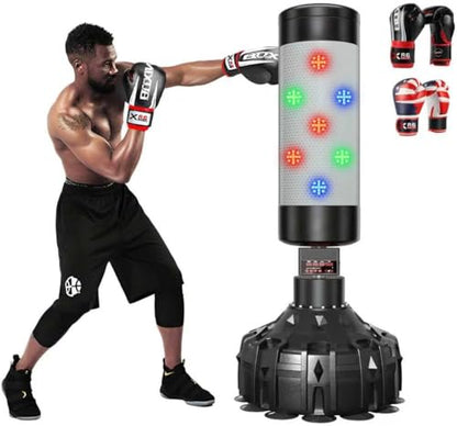 Smart Music Punching Bag 69",4 Training Modes,Can Connect to Bluetooth Smart Music Boxing Bag with 2 Pairs of Boxing Gloves for Home,Office and Gym Workout.