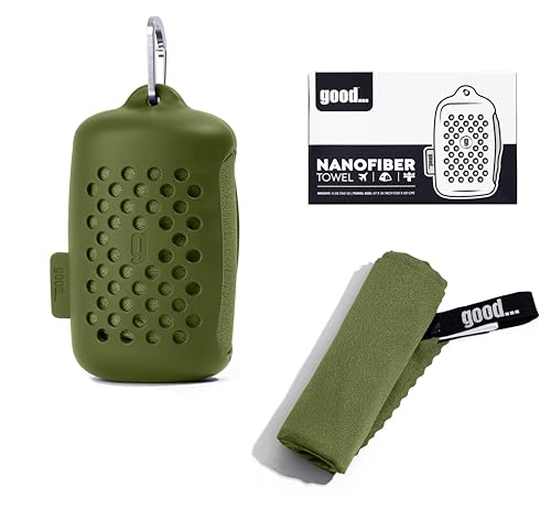 Quick Dry Towel - Super Absorbent Fast Drying - Travel, Camping, Gym & Sports - Army Green Nanofiber - color: Army Green