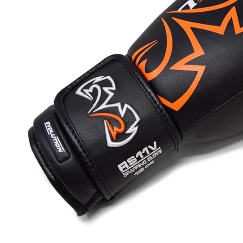 RIVAL Boxing RS11V Evolution Sparring Gloves, Extra-Thick 2” Padding, V-Strap Wrist Lock 2 System, Large Hand Compartment, and 15 Degree Angle Cuff - color: Black, size: 12 oz.
