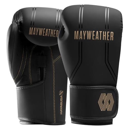 Hayabusa Mayweather Contender Boxing Gloves for Men and Women - color: Black/Gold, size: 12oz
