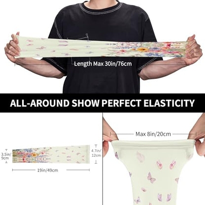 Arm Sleeves Outdoor Garden Sports Cooling Sun Sleeve for Women Men Farm - color: Flower Butterfly