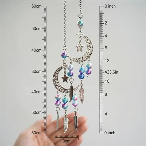 Car Charm,Beautiful Moon Car Rear-View Mirror Pendant，car Mirror Hanging Accessories - color: Silver