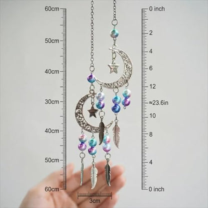 Car Charm,Beautiful Moon Car Rear-View Mirror Pendant，car Mirror Hanging Accessories - color: Silver