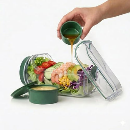 Premium Salad Jars with Side Opening, salad container, on the go salad jar Lunch Box for Meal Prep & Food Storage, Keeps Food Fresh & Organized, salad bowls to go for lunch, travel