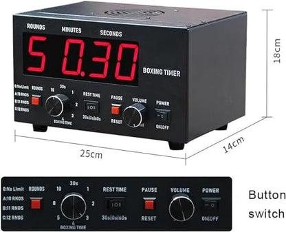 Professional Gym Timer with LED Display, Classic Boxing Interval Timer, 1-12 Challenge Rounds and Adjustable Buzzer, 30S-10min Training and 0/30/60S Rest Time, for Muay Thai/MMA/Kickboxing - color: Green