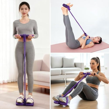 21 Fitness Resistance Bands-6 Tube Pedal Ankle Puller, Multifunction Tension Rope, Pedal Resistance Band with Handle Sit Up Exercise Equipment Home Gym Tummy Trainer for Men Women - size: 6 Tube