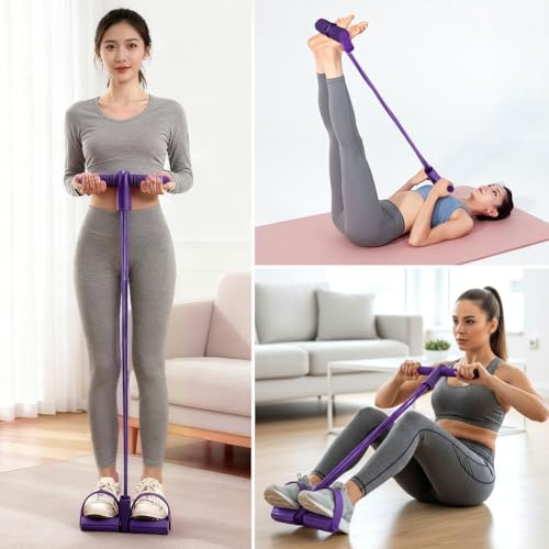 21 Fitness Resistance Bands-6 Tube Pedal Ankle Puller, Multifunction Tension Rope, Pedal Resistance Band with Handle Sit Up Exercise Equipment Home Gym Tummy Trainer for Men Women - size: 8 Tube
