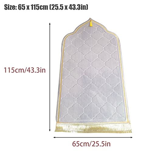 Muslim Prayer Mat, Thick Soft Velvet Muslim Rug, Portable Muslim Prayer Rug, Turkish Prayer Carpet,Janamaz Sajada Carpet for Men and Women Plain Solid Prayer Mat Ramadan Eid Gift. (Champagne) - color: Champagne