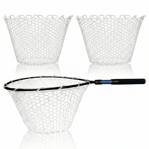 2Pcs Rubber Fishing Net Replacement Netting Without Handle Fly Fish Landing Nets Bag Foldable Trout Net Rubber Mesh for Freshwater Saltwater - color: White
