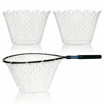 2Pcs Rubber Fishing Net Replacement Netting Without Handle Fly Fish Landing Nets Bag Foldable Trout Net Rubber Mesh for Freshwater Saltwater - color: White
