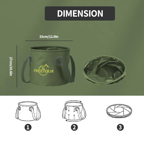 Baiao Collapsible Bucket 5 Gallon, Portable Collapsible Bucket with Handle, Folding Water Container for Fishing Camping Beach Hiking Home Travel Car Washing(Green 20L) - color: Military-green