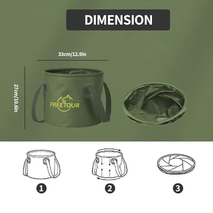 Baiao Collapsible Bucket 5 Gallon, Portable Collapsible Bucket with Handle, Folding Water Container for Fishing Camping Beach Hiking Home Travel Car Washing(Green 20L) - color: Military-green