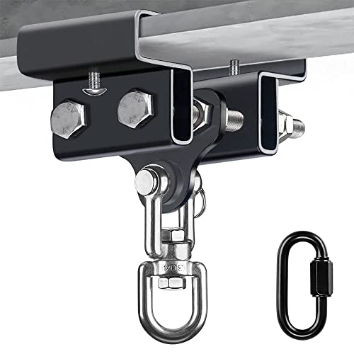 Punching Bag Hanger for I Beam 880 LBs Capacity Heavy Bag Mount Width Adjustable Boxing Bag Holder & Steel Beam Clamp for Beam - color: Hanger & Carabiner & 360°Swivel(1 Pack)