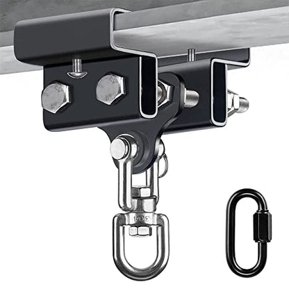 Punching Bag Hanger for I Beam 880 LBs Capacity Heavy Bag Mount Width Adjustable Boxing Bag Holder & Steel Beam Clamp for Beam - color: Hanger & Carabiner & 360°Swivel(1 Pack)