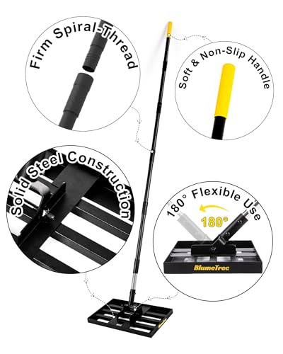 Lawn Leveling Rake, 17"x10" Heavy Duty Sand Leveling Tool with 6.7FT Stainless Steel Long Handle, Golf Rake for Soil, Compost, Gravel, Lawn Leveler for Yard, Garden, Landscaping Level Tool - style: 6.7FT 17"x10"
