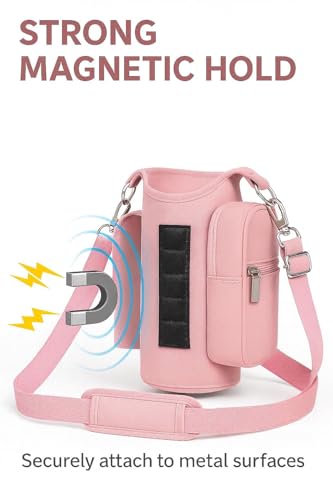 Magnetic Gym Bag Water Bottle Carrier Holder with Phone Pockets & Shoulder Strap,Gym Bag Accessories Organizer - color: Black