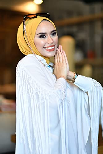 para life Snap Hijab for Women, Breathable Instant Hijabs|Standard Size Stretchable Cotton Sandy|Jersey Undercap - color: Mustard